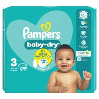 Pampers Baby-Dry Size 3 Nappies 30 Pack | Nappies