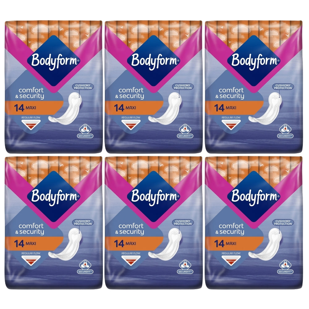 Bodyform Maxi Long Regular Flow Sanitary Towels, Pack of 4 (14 Towels)