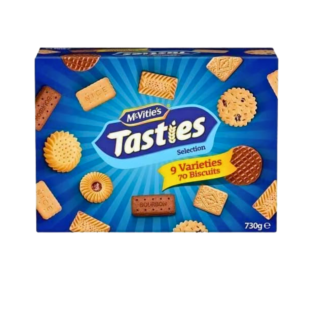 McVitie’s Tasties Assorted Biscuit Selection Box, 70 Biscuits, 9 Varieties, 730g