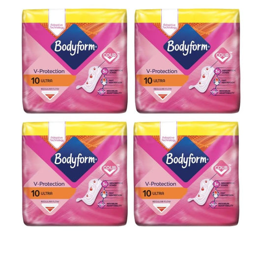 Bodyform Cour-V Ultra Normal Sanitary Towels Without Wings 10'S (Pack of 4)