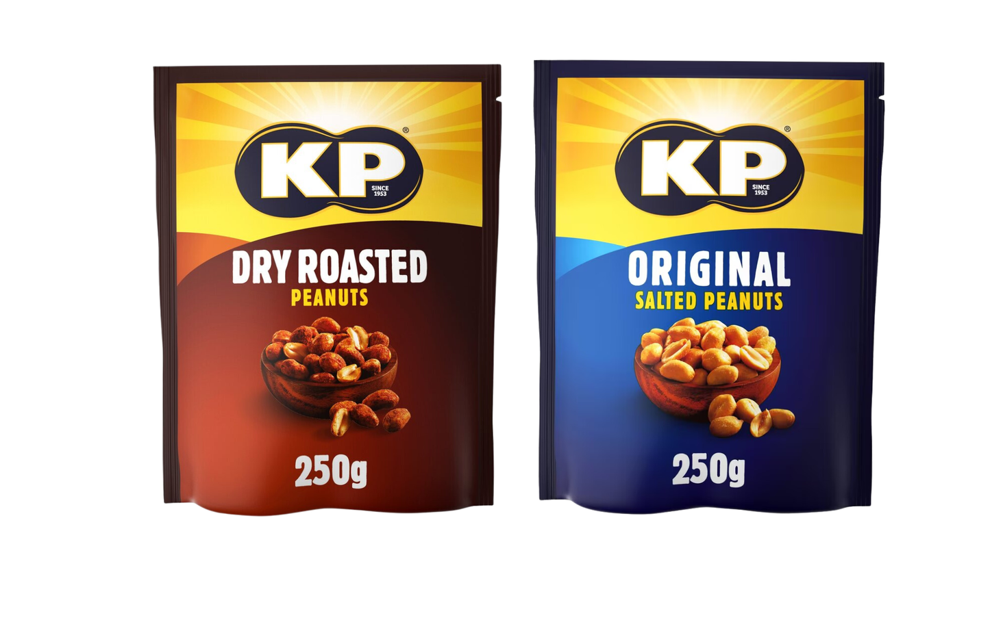KP Salted & Roasted Dry Peanuts Bags Pack of 2, 250g