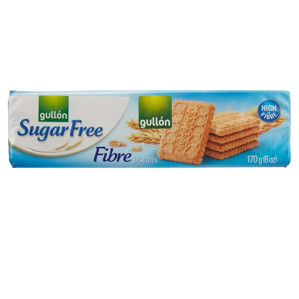 Gullón Sugar-Free Fibre Biscuits – Vegetarian Friendly Cookies, 170g (Pack of 3)