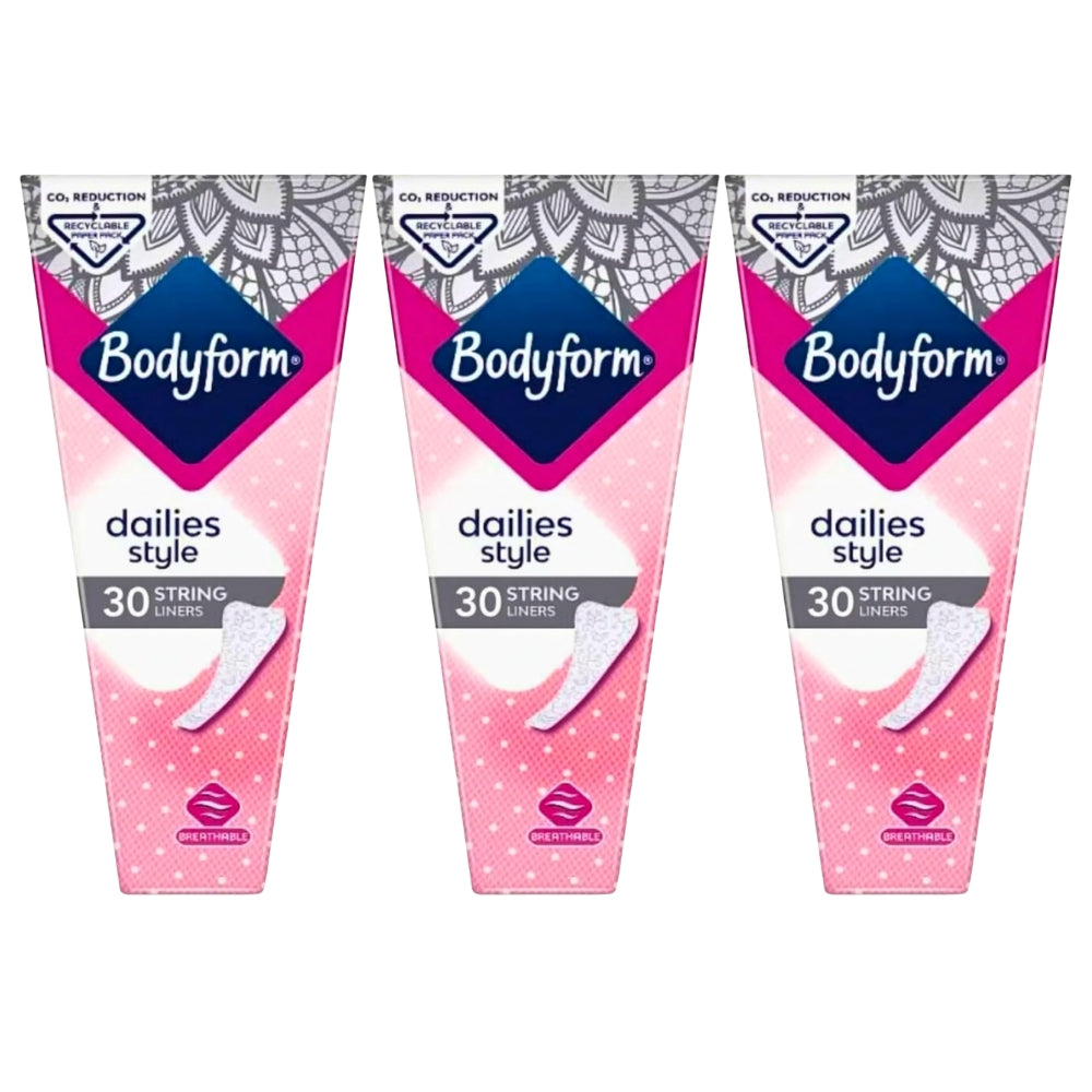 Bodyform Dailies String Thong Panty Liner 26's, Pack of 3