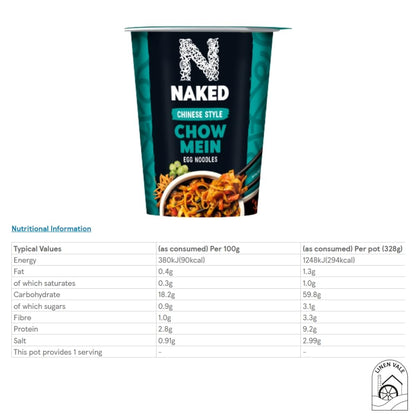 Naked Bundle Egg Noodles - Thai Style Sweet Chilli, Chinese Style Chow Mein & Singapore Curry Noodles Pack of 3x75g