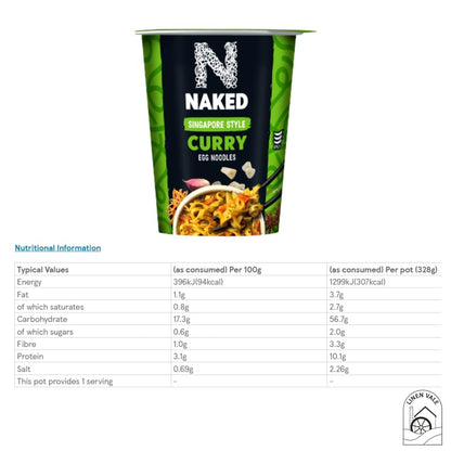 Naked Bundle Egg Noodles - Thai Style Sweet Chilli, Chinese Style Chow Mein & Singapore Curry Noodles Pack of 3x75g