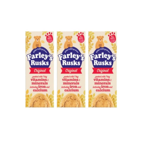 Golden Baked Goodness with Farley's Rusks Orignal Rich in Vitamins & Minerals including Iron and Calcium | Baby Cookies for 4 Months Onwards 9pcs x 3 Packs