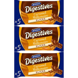 McVities Digestive Caramel Snacksize Cakes 109g | Perfect for Snacking, Sharing and Tea Time 5 slices (Pack of 3)