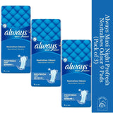 Always Maxi Night Profresh | Ultra Absorbent with Odor Protection for Night Use – 3 Pack Bundle (Total 27 Pads) + Sanitary Bag