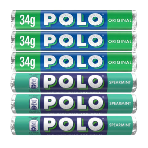 Multipack Mint Sweets - 3x Polo Spearmint & 3x Original Mint Tubes 34g (Pack of 6)