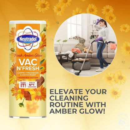 Neutradol Fresh Science Carpet Freshener & Deodorizer VAC N'Fresh Amber Glow & Lily 350g x Pack of 2