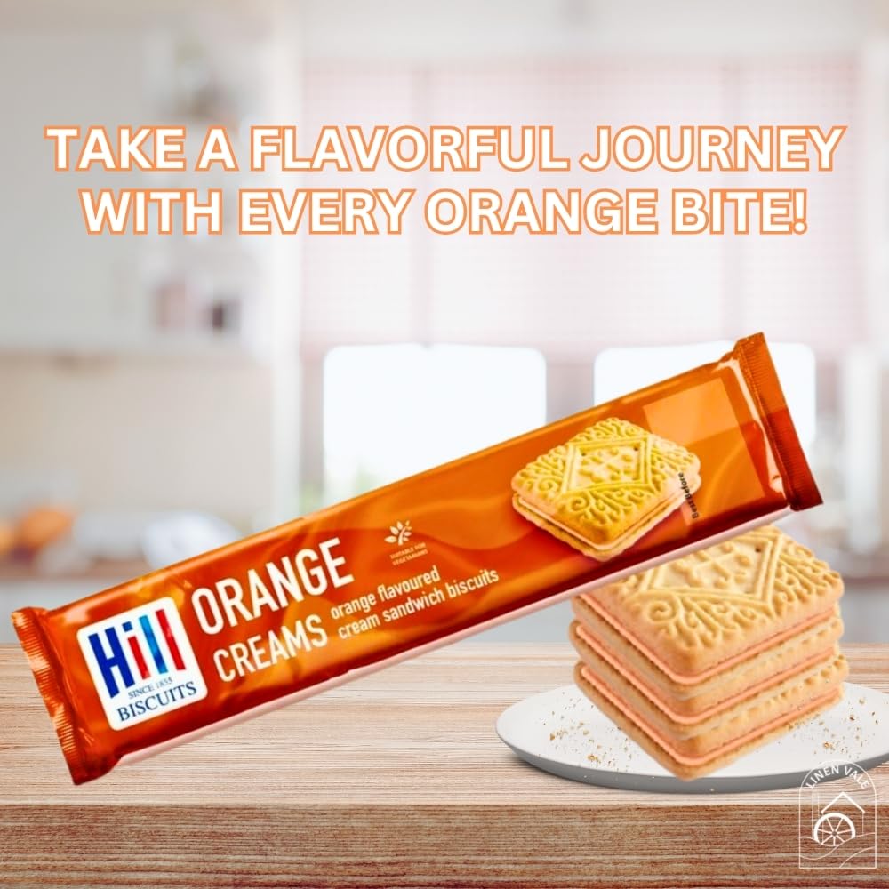 Hills Orange flavoured Cream Sandwich Biscuits 150g (Pack of 4)
