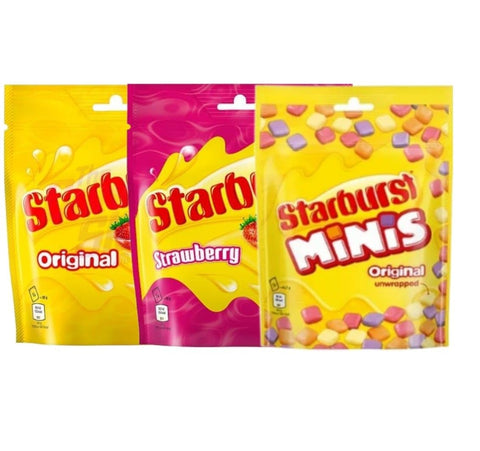 Starburst Original Fruits, Strawberry, Mini Fruits Pouch, Pack of 3, 137g