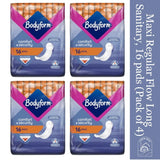 Bodyform Maxi Long Regular Flow Sanitary Towels, Pack of 4 (14 Towels)