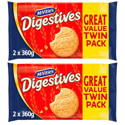 Mcvities Digestives The Original Cracker Biscuit Twin Pack of 360g (Pack of 2)