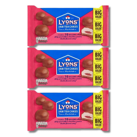Lyons Jam Teacakes 16'S Big Value Pack of 3, 200g