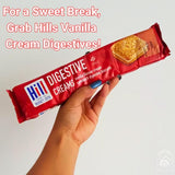 Hills Digestive Vanilla flavoured Cream Sandwich Biscuits 150g (Pack of 4)