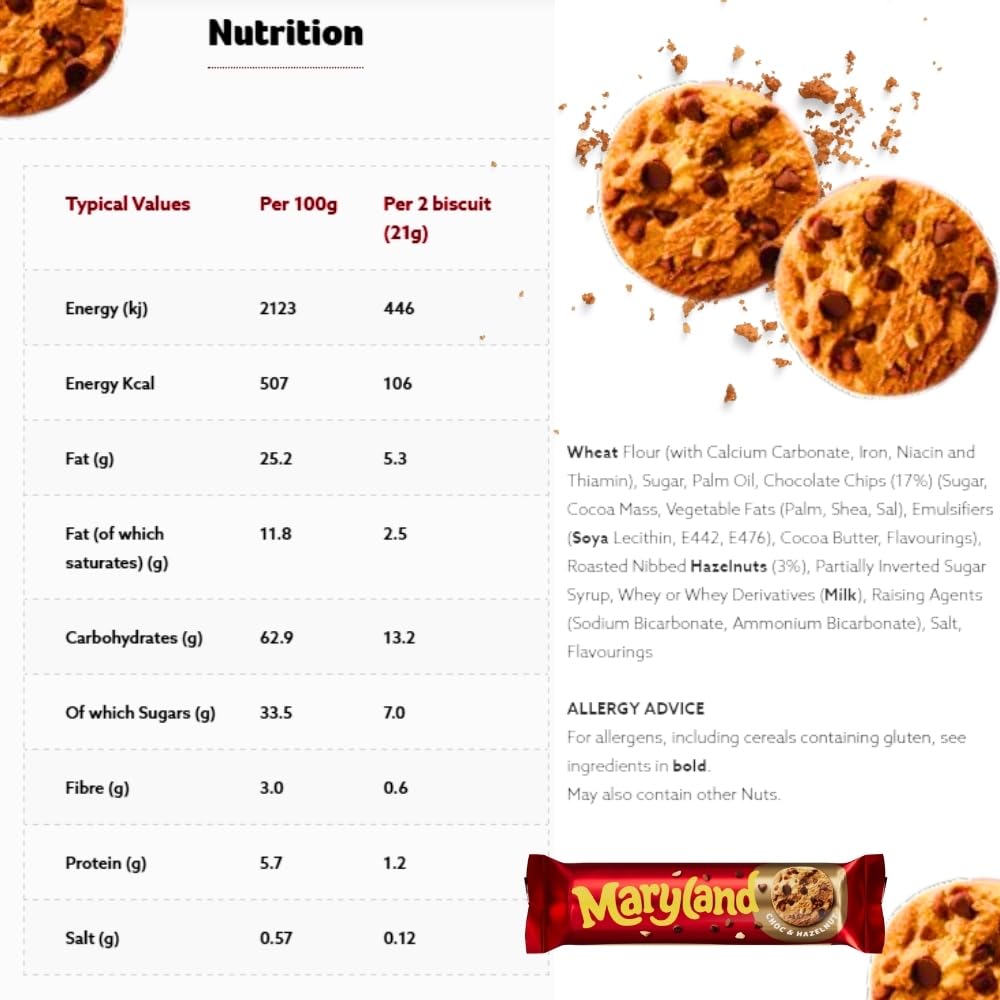 Chocolate Chip Cookie Bundle Pack - Maryland Chocolate Chip & Hazelnut 200g x Pack of 4