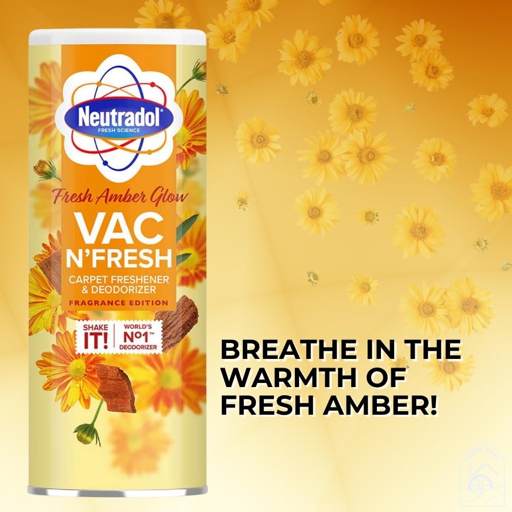 Neutradol Fresh Science Carpet Freshener & Deodorizer VAC N'Fresh Amber Glow & Lily 350g x Pack of 2