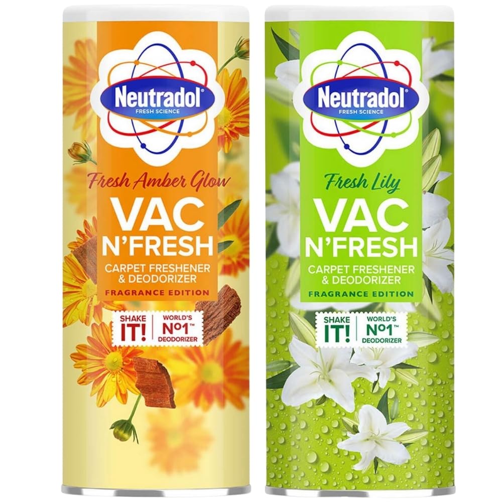 Neutradol Fresh Science Carpet Freshener & Deodorizer VAC N'Fresh Amber Glow & Lily 350g x Pack of 2