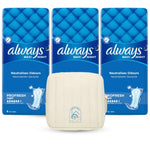 Always Maxi Night Profresh | Ultra Absorbent with Odor Protection for Night Use – 3 Pack Bundle (Total 27 Pads) + Sanitary Bag