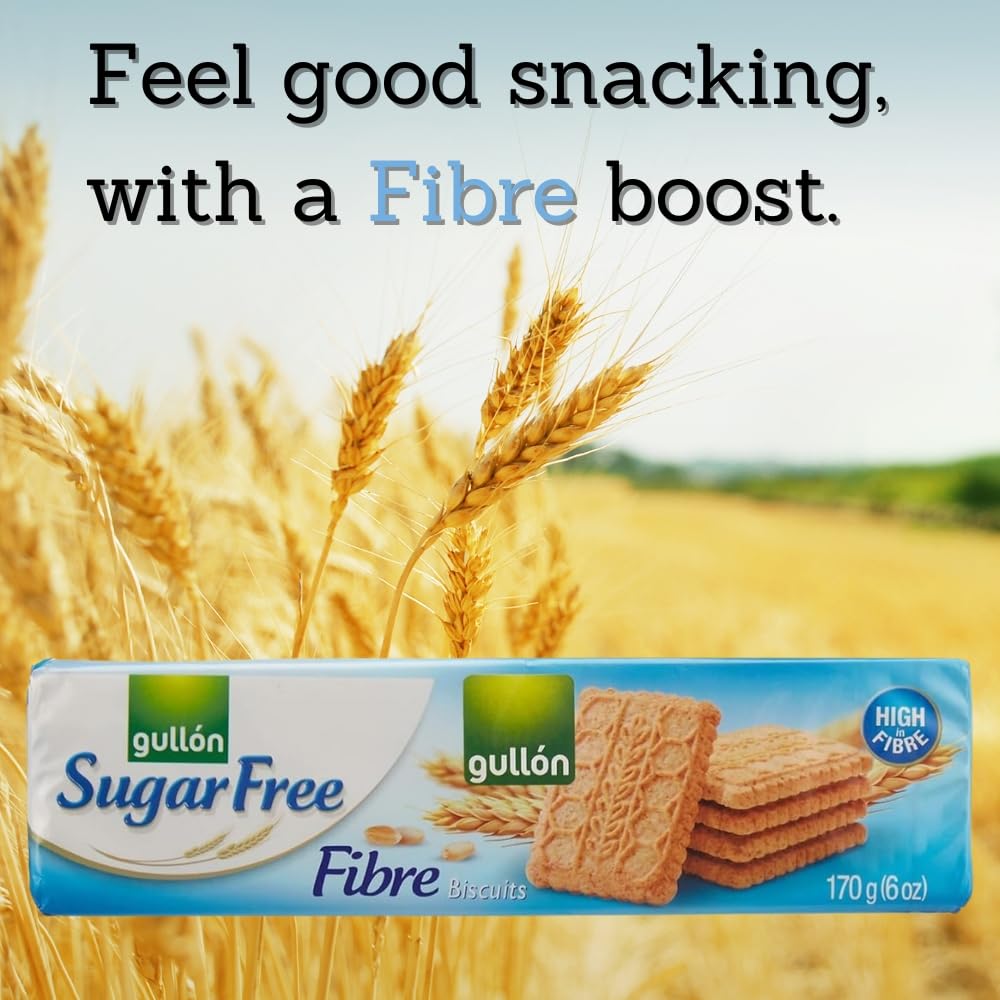 Gullon Sugar-Free Fibre Biscuit Vegetarian Pack of 3, 170g