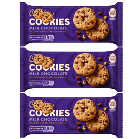 Milk Chocolate Chip Cookies Bundle – Soft & Chewy, Chocolatey Snack Pack 135g – Delicious Dessert Treats, Ideal for Sharing or Gifting, Pack of 3