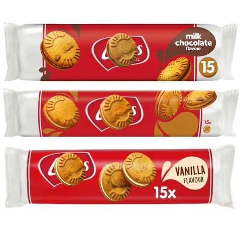 Lotus Cookies Sandwich Cream, Milk Chocolate & Vanilla Cream 150g (Pack of 3)