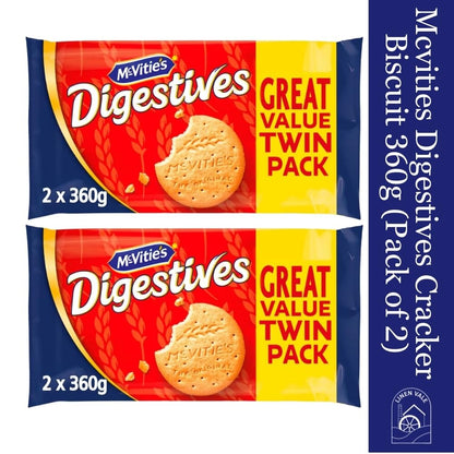 Mcvities Digestives The Original Cracker Biscuit Twin Pack of 360g (Pack of 2)