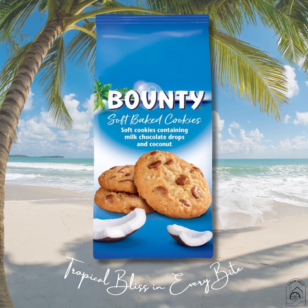Chocolate Cookie Bundle Pack - Galaxy Cookies Chocolate Chunks & Bounty Milk Chocolate Soft Baked Cookies 180g x Pack of 2