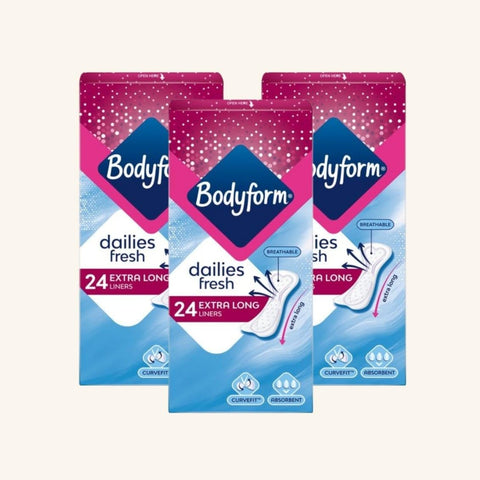 Bodyform Dailies Fresh Extra Long 24 Sanitary Panty Liners (Pack of 3)