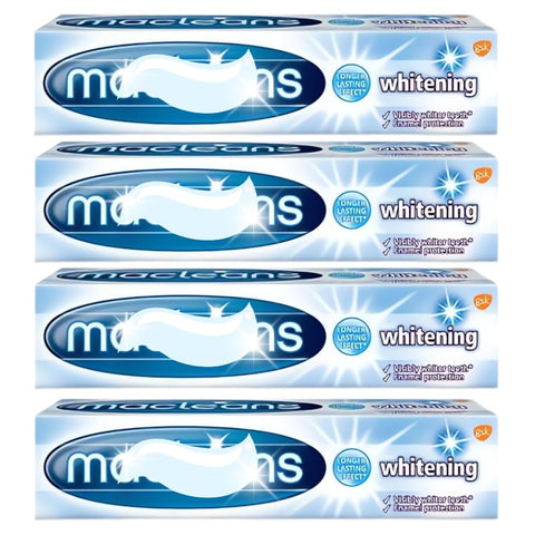 Whitening Toothpaste – Maclaen Deep Clean Formula for a Radiantly White Smile, Fights Plaque & Freshens Breath - Linenvale Toothpaste Bundle Pack of Macleans 100ml - Pack of 4