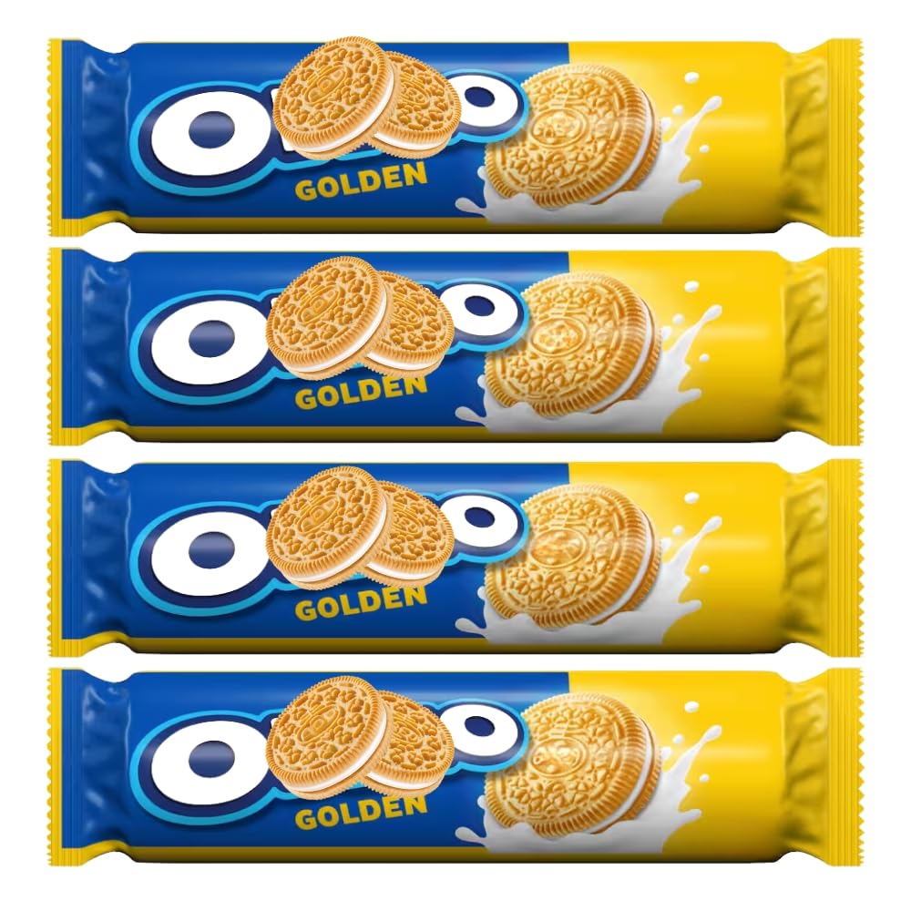 Oreo Classic Golden Sandwich Cookies with Smooth Vanilla Creme Filled, Pack of 4