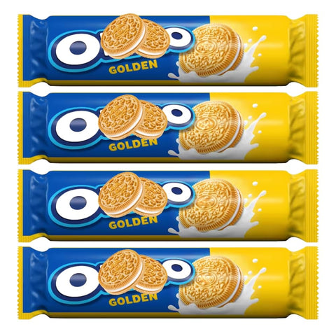 Classic Golden Sandwich Cookies with Smooth Vanilla Creme Filled – Individually Wrapped for Freshness, Pack of 4