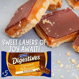 McVities Digestive Caramel Snacksize Cakes 109g | Perfect for Snacking, Sharing and Tea Time 5 slices (Pack of 3)