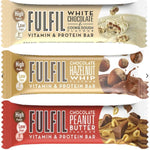 Fulfil Chocolate Bundle Bars | White Chocolate Cookie Dough, Chocolate Hazelnut Whip, Chocolate Peanut Butter Vitamin & Protein Bars Total of 3 Packs, 55g