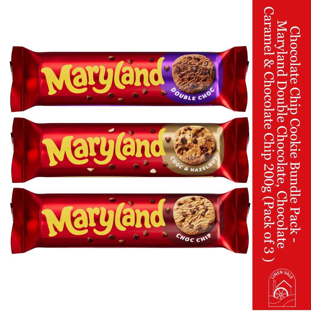 Cookie Bundle Pack - Maryland Double Chocolate, Caramel & Choco Chip Cookie 200g x Pack of 3