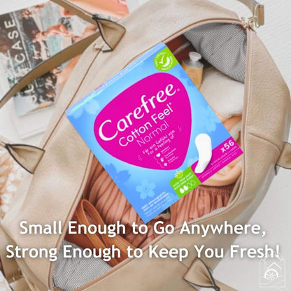 Carefree Cotton Feels Comfort, Dryness, Freshness Soft & Cotton Normal Size Fresh Scent Pantyliners 56 Pieces (Pack of 2)