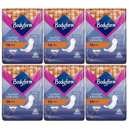 Bodyform Maxi Long Regular Flow Sanitary Towels, Pack of 4 (14 Towels)