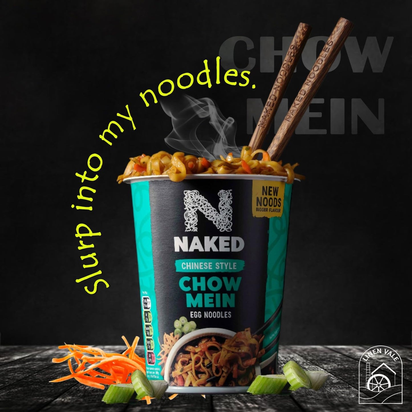Naked Bundle Egg Noodles - Thai Style Sweet Chilli, Chinese Style Chow Mein & Singapore Curry Noodles Pack of 3x75g