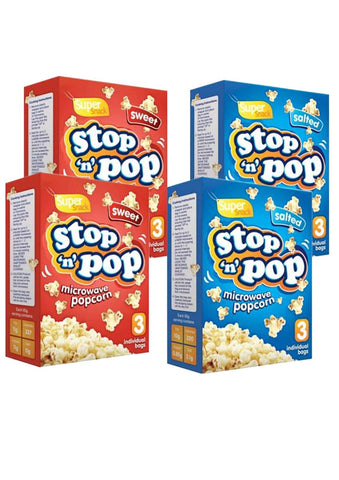Stop N Pop Microwave Popcorn Sweet and Salted Flavour Popcorn 3 x 85g per bag (12 x 85g)