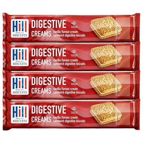Hills Digestive Vanilla flavoured Cream Sandwich Biscuits 150g (Pack of 4)