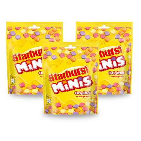 Starburst Minis Fruit Flavoured Pouch Bag, Pack of 3 x 137g