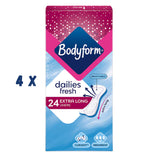 Bodyform Extra Protection 24 Long Super Absorbent Liners Case of 4