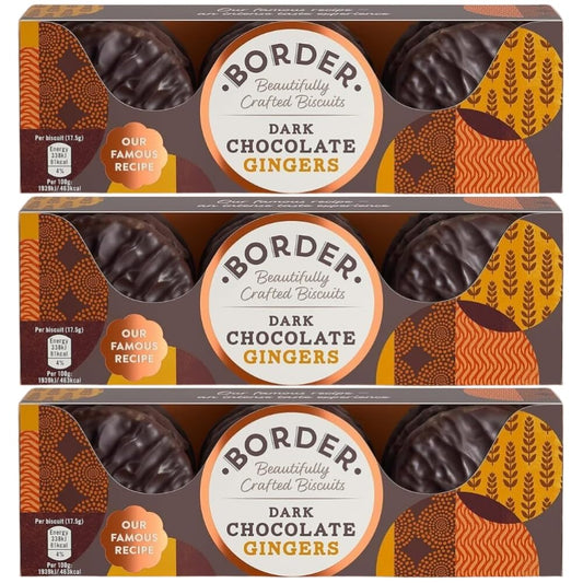 Border Dark Chocolate Ginger Beautifully Crafted Biscuits Bundle - 150g x Pack of 3