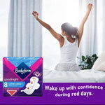 Bodyform Ultra Goodnight Pads with Wings, Super Heavy Flow Night Use, 32 Pads (4×8), Cour-V Ultra Night, Quick Absorb, Odor Neutralizing, Leakproof + Sanitary Bag