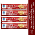 Hills Digestive Vanilla flavoured Cream Sandwich Biscuits 150g (Pack of 4)