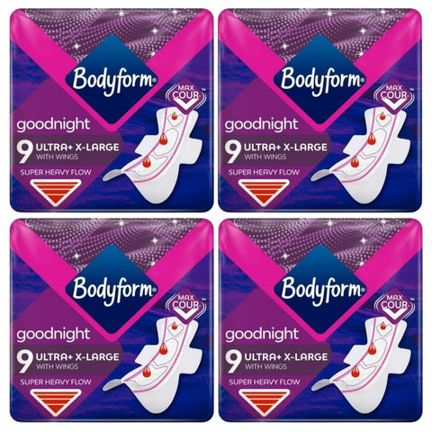 Linenvale Bodyform Goodnight Ultra Extra Large Pads with Wings Pack of 4x9 (36 Pads)