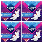 Bodyform Ultra Goodnight Pads with Wings | Sanitary Towels for Super Heavy Flow | Ultra Large+ Night Protection – Pack of 4