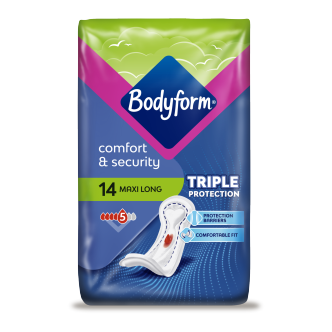 Bodyform Maxi Long Sanitary Towels 14 Pack | With Wings