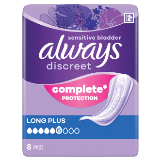 Always Discreet Long Plus Incontinence Pads 8 Pack | Bladder Weakness Pads